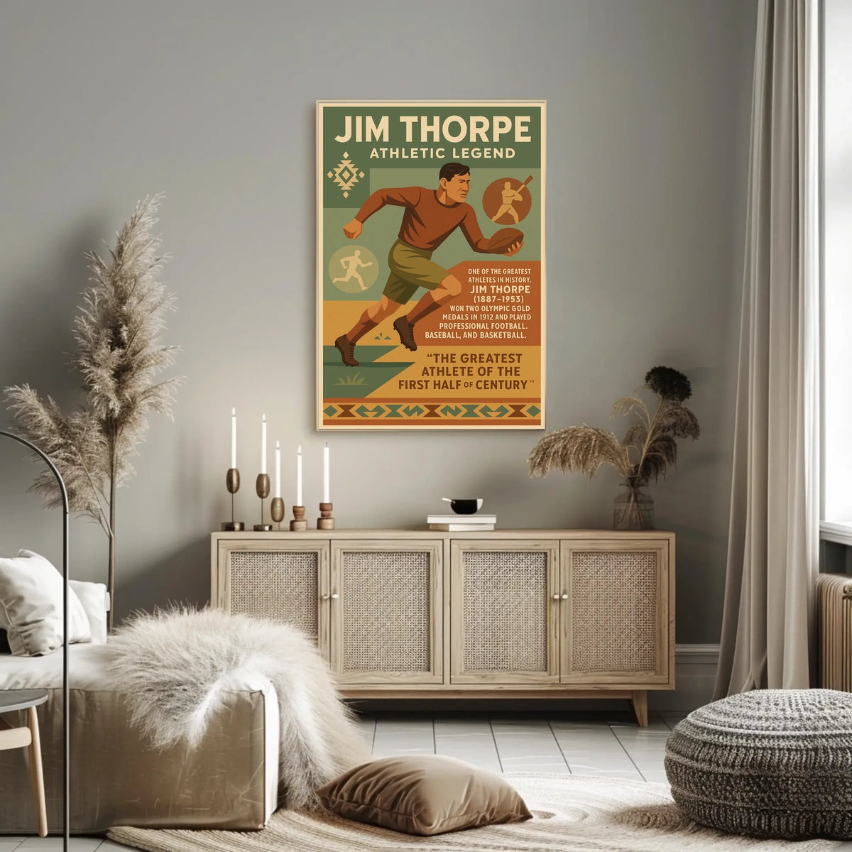 Jim Thorpe Athletic Legend Poster Wall Art Decor Travel