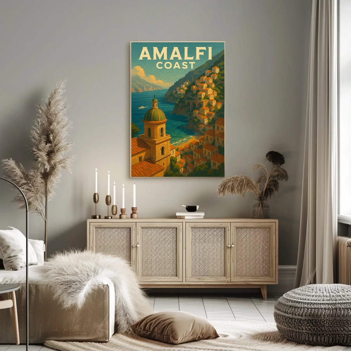 Amalfi Coast Poster Wall Art Seaside Print Travel Vibes