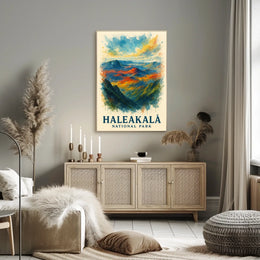 Haleakalā National Park Vibrant Landscape Watercolor Poster