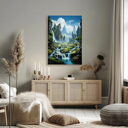 Serene Waterfall Landscape Poster