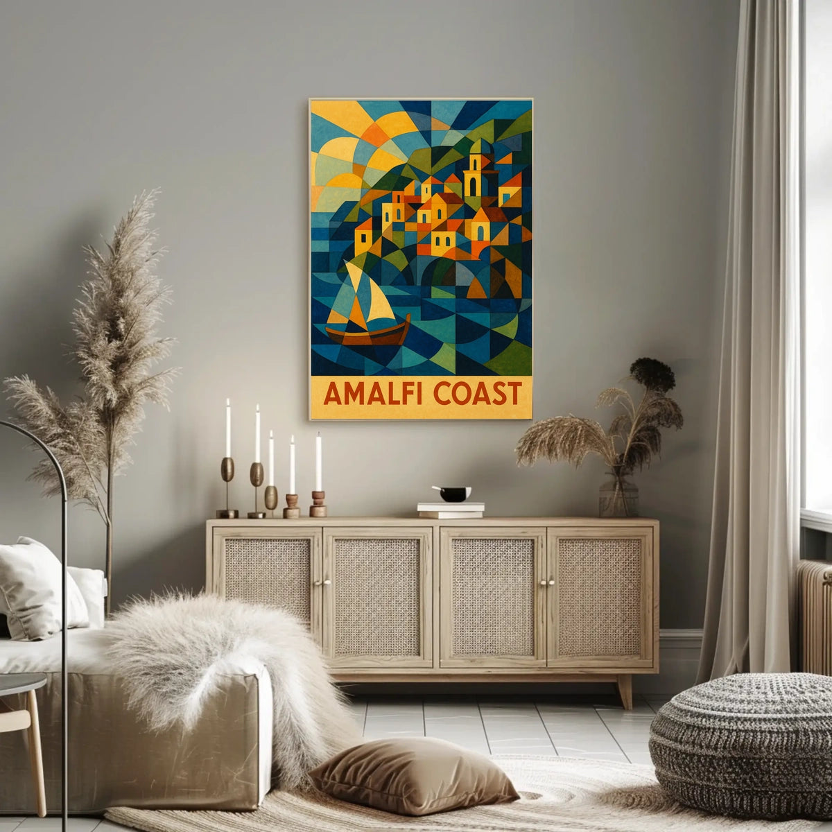 Amalfi Coast Geometric Splendor Poster Wall Art Print