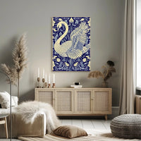 Elegant Swan and Floral Patterns Animal Poster