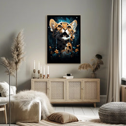 Mystical Jungle Leopard Surreal Art Poster Print