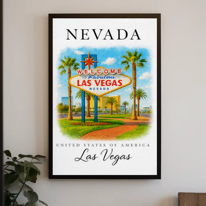 Las Vegas Nevada Welcome Sign Palm Trees Poster Poster
