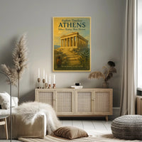 Parthenon Vintage Athens Travel Art Poster