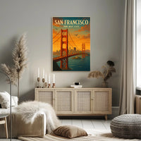 Golden Gate Bridge Sunset Travel Poster