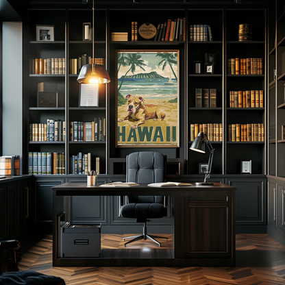 Hawaii Beach Dog Travel Poster