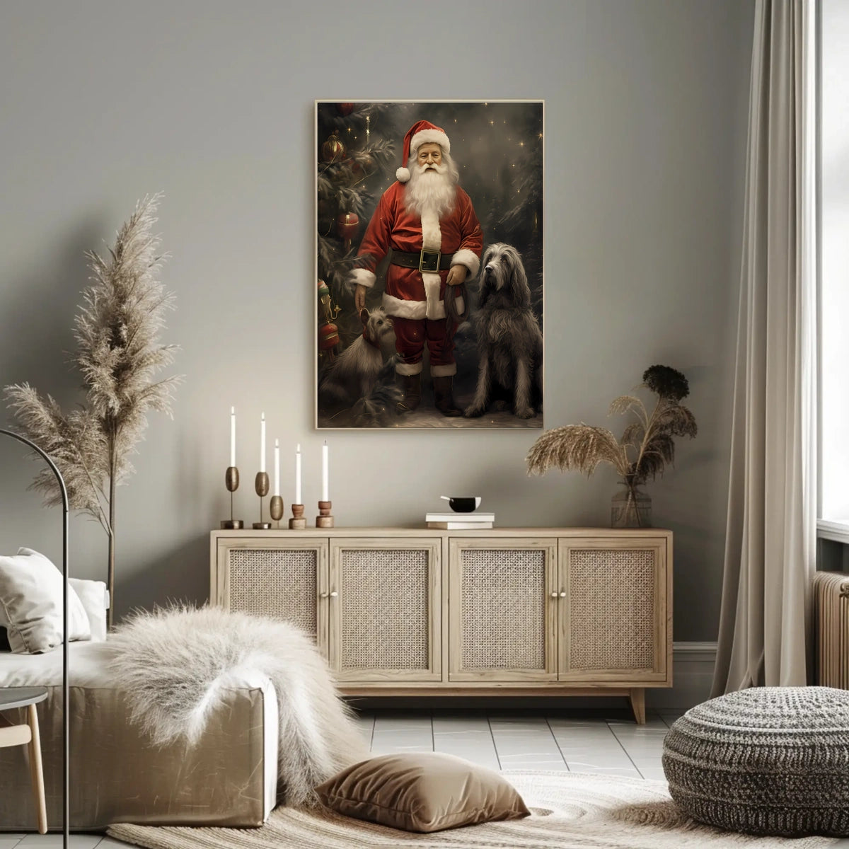 Santa Claus And His Canine Companions Poster