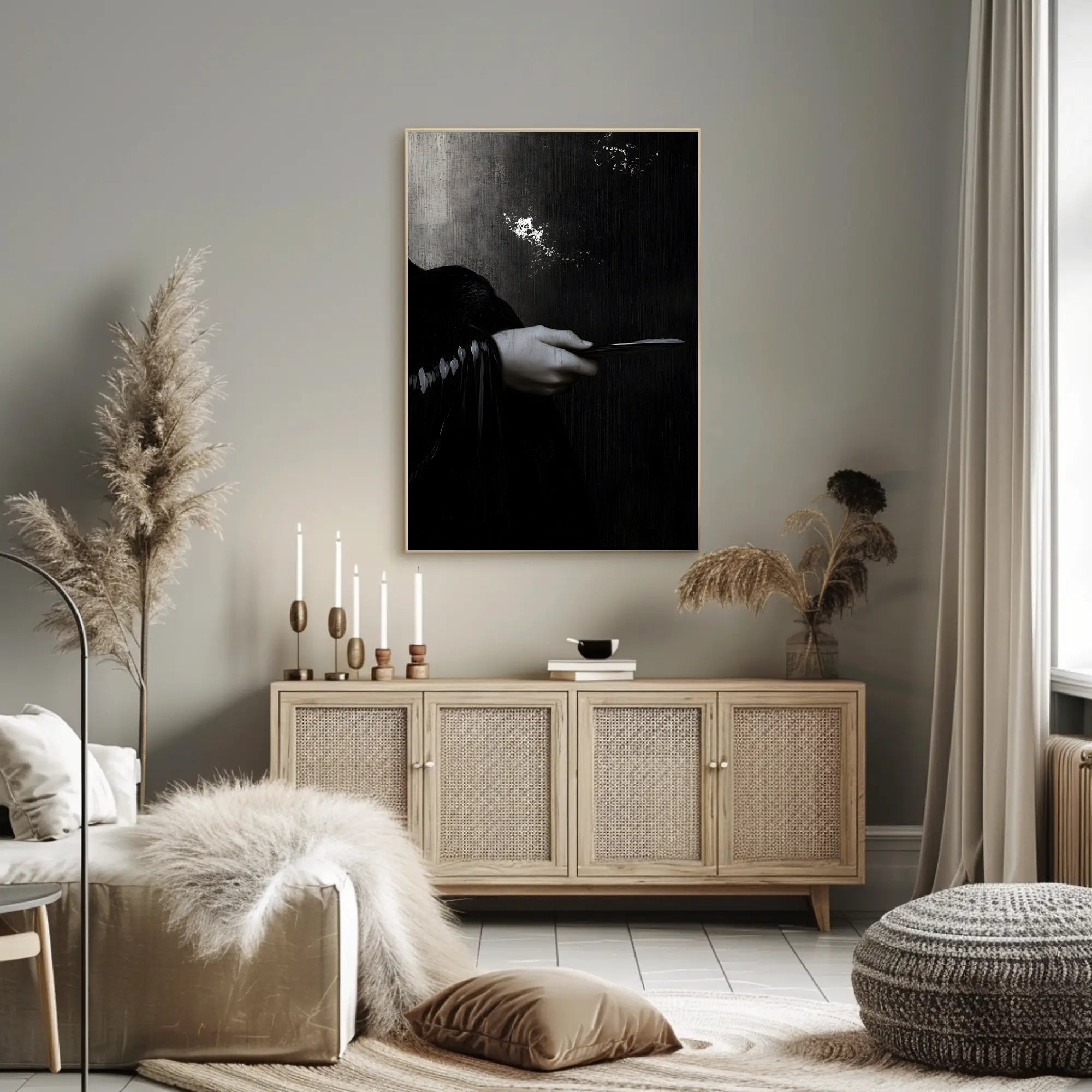 Surreal Feather Gothic Elegance Abstract or Artistic Poster PosterGoat