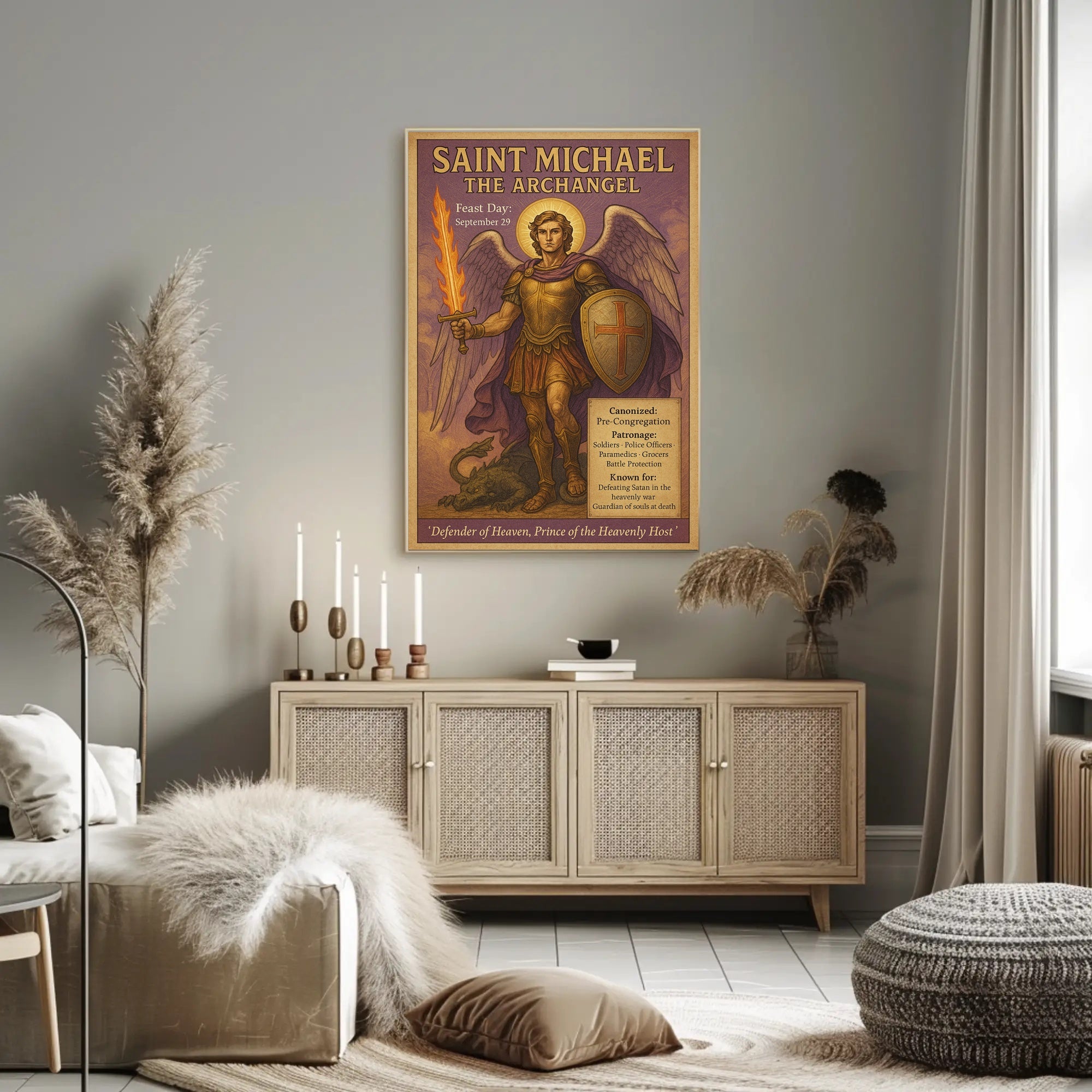 Saint Michael Archangel Vintage Inspirational Mythology Poster