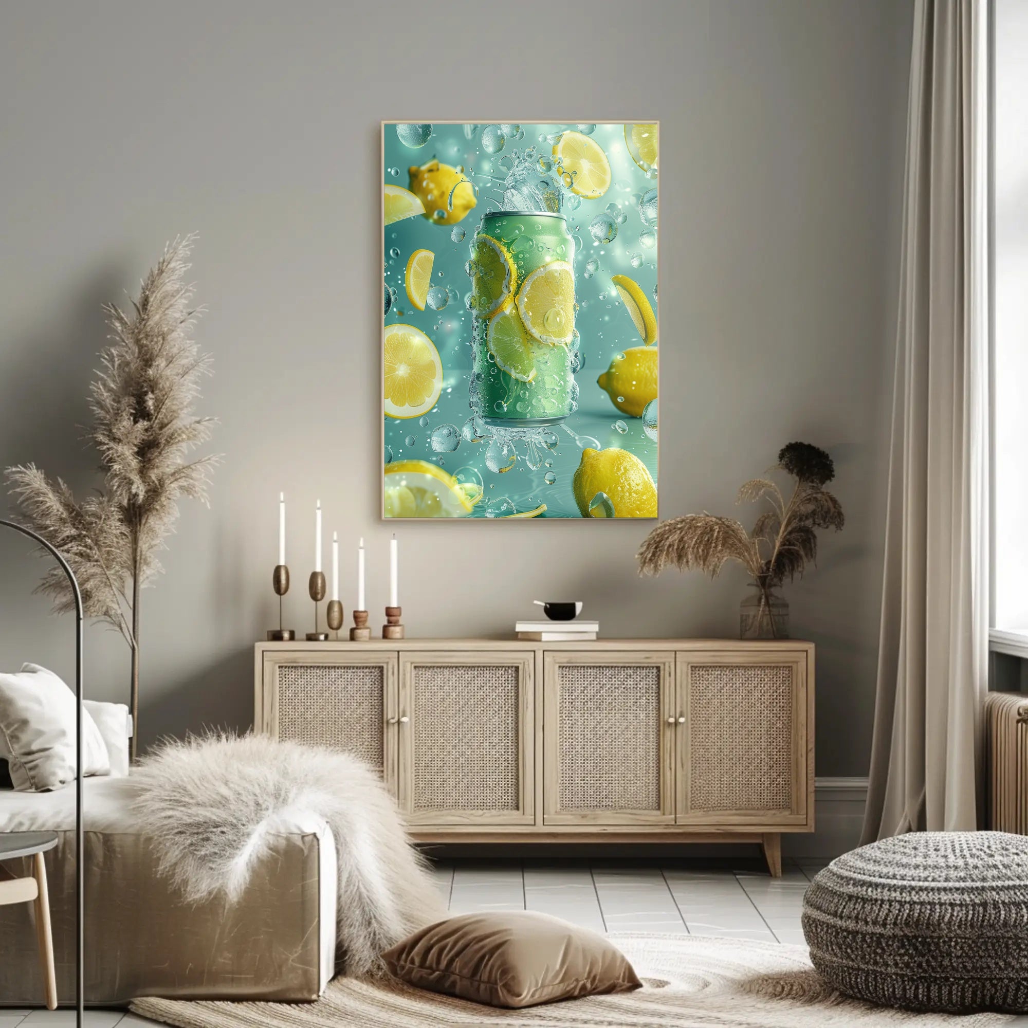 Refreshing Lemon Beverage Scene in Artistic Poster PosterGoat