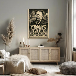 William Howard Taft 27th President of the United States B & W Comic Sketch Poster