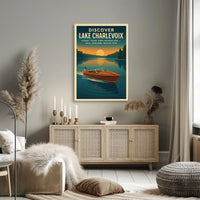 Lake Charlevoix Retro Adventure Exploration Travel Poster