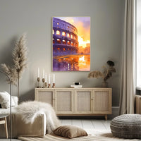 Colosseum Watercolor Sunset Rome Art Poster