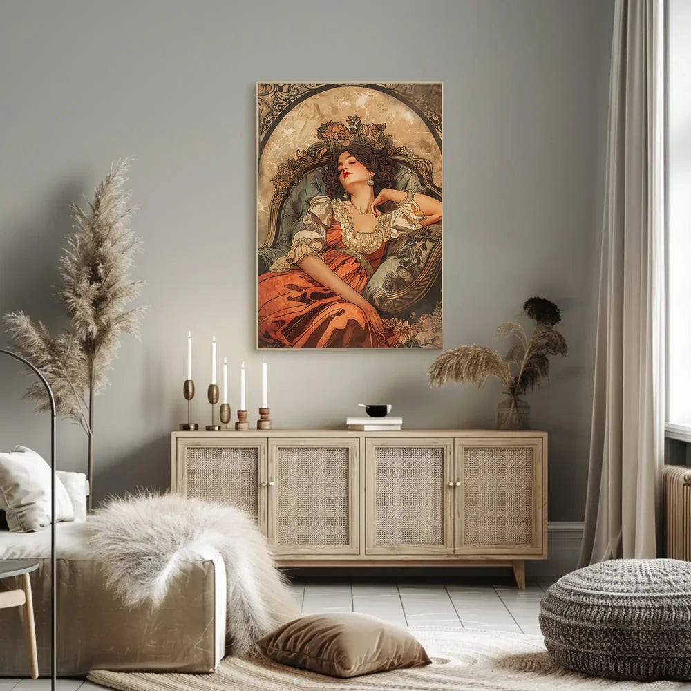 Vintage Cars and Fashion Mid-20th Century Poster