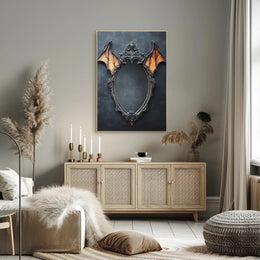 Gothic Mirror With Bat Wings Poster