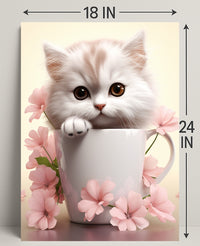 Kitten In A Cup Poster PosterGoat