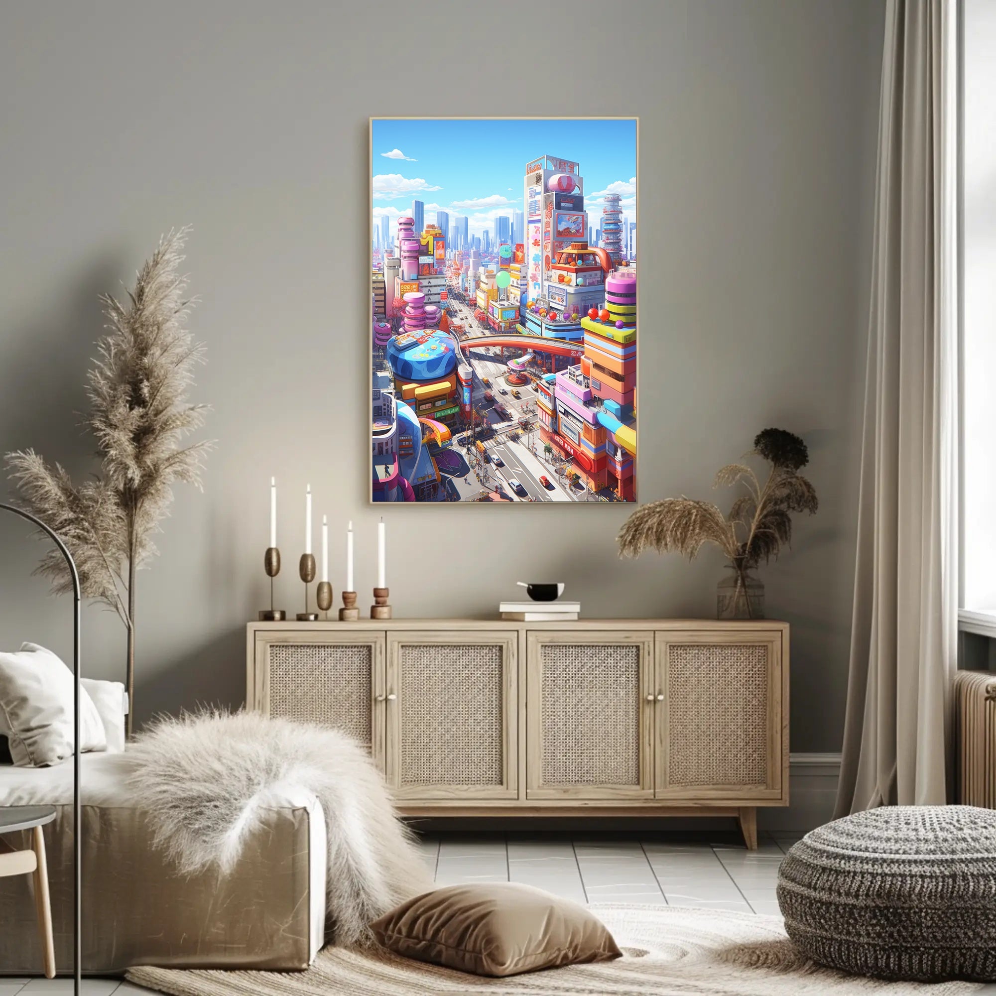 Futuristic Cityscape with Flying Cars Sci-Fi Poster
