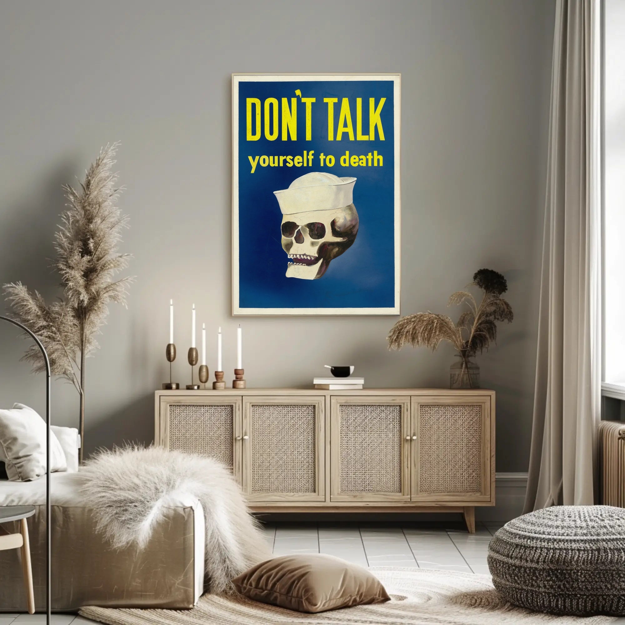 Skull in Sailor's Hat: Bold Political or Propaganda Poster