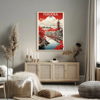 Fukuoka Cityscape Art Print Japanese Travel Poster