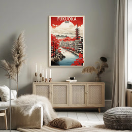 Fukuoka Cityscape Art Print Japanese Travel Poster