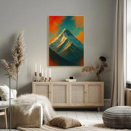 Majestic Mountain Peak Digital Artwork Poster