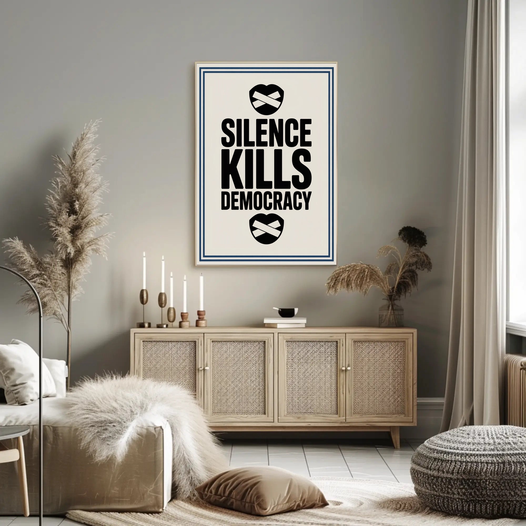 Silence Kills Democracy Political Impact Poster