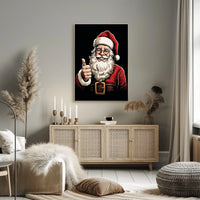 Santa Claus Cheerful Red Traditional Christmas Artwork Poster