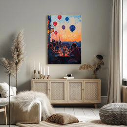 rooftop barbecue at sunset Poster