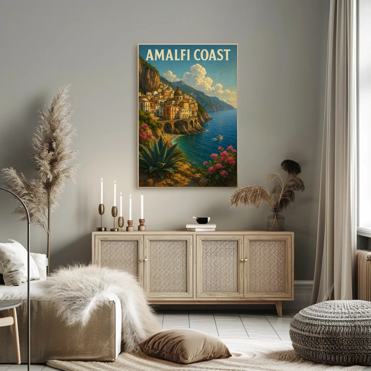 Amalfi Coast Poster Wall Art Coastal Decor Museum Quality