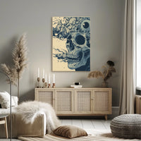 Surreal Skull Art Poster with Vintage Eerie Design