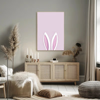 Bunny Ears Poster Minimalist Pink Nursery Wall Art