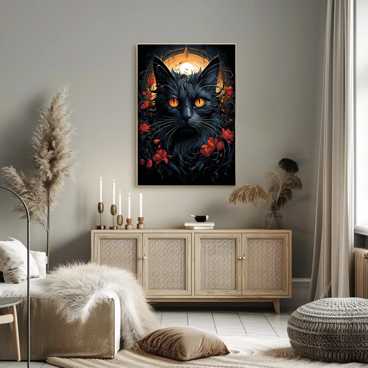 Exquisite Black Cat with Mesmerizing Eyes Animal Poster