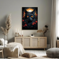 Exquisite Black Cat with Mesmerizing Eyes Animal Poster