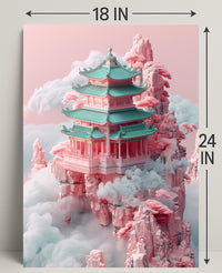 Floating Pagoda In The Clouds Poster PosterGoat