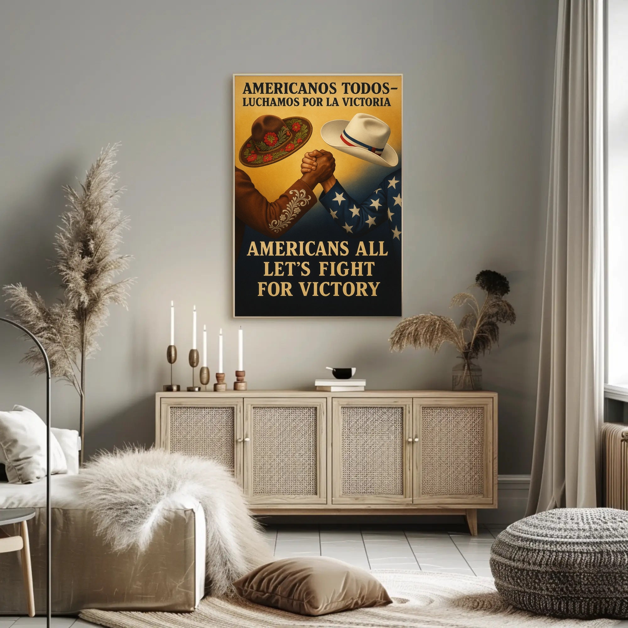 United We Stand Vintage WWII Propaganda Poster