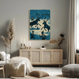 Whimsical Reindeer Soccer Vintage Holiday Poster Art