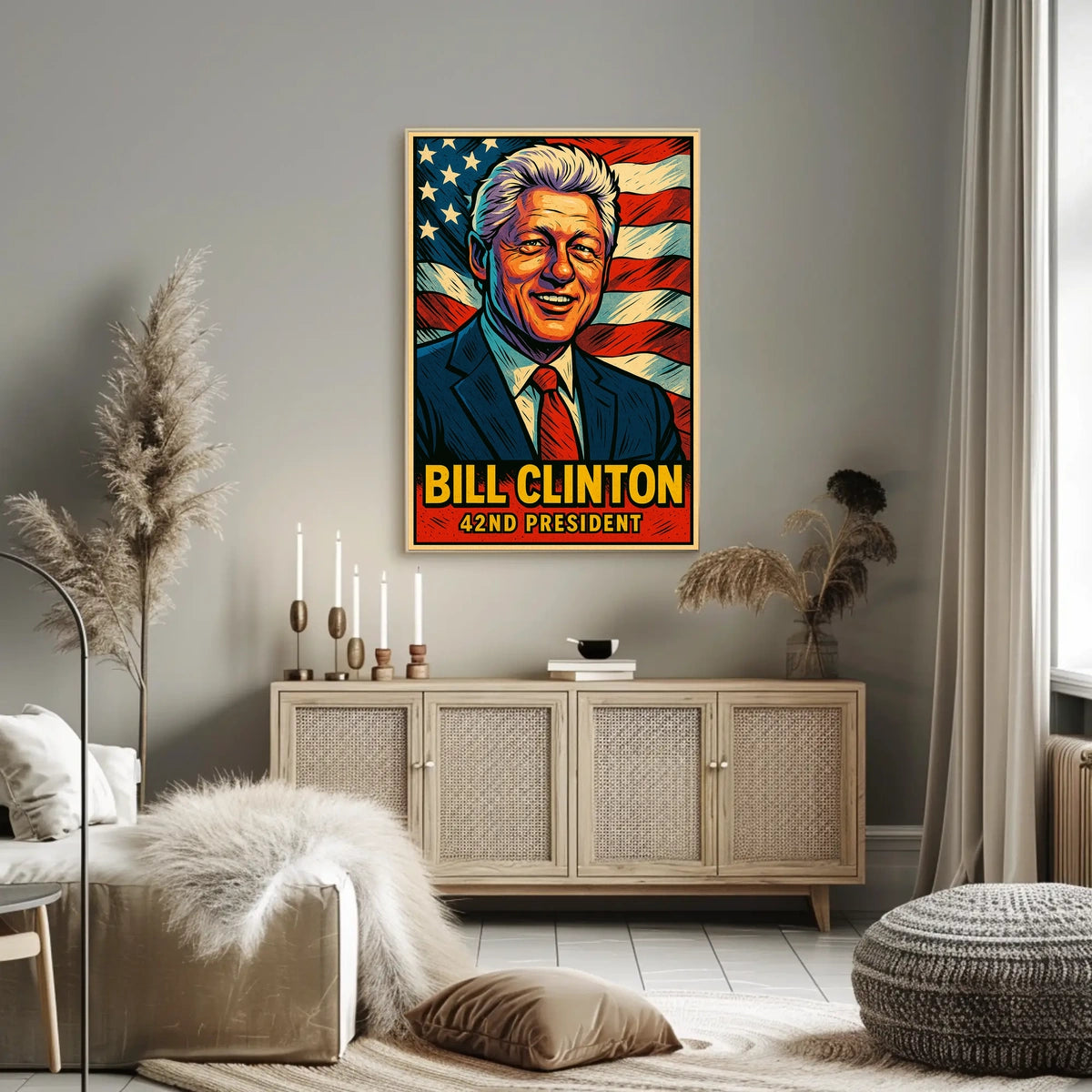 Bill Clinton 42nd President Poster Wall Art Decor Home
