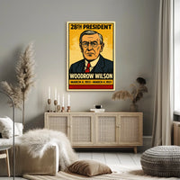 Woodrow Wilson 28th President of the United States Inked Comic Style Poster