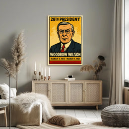 Woodrow Wilson 28th President of the United States Inked Comic Style Poster