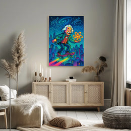 Cosmic Einstein on a Skateboard Poster