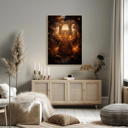 Enchanted Library Staircase Poster