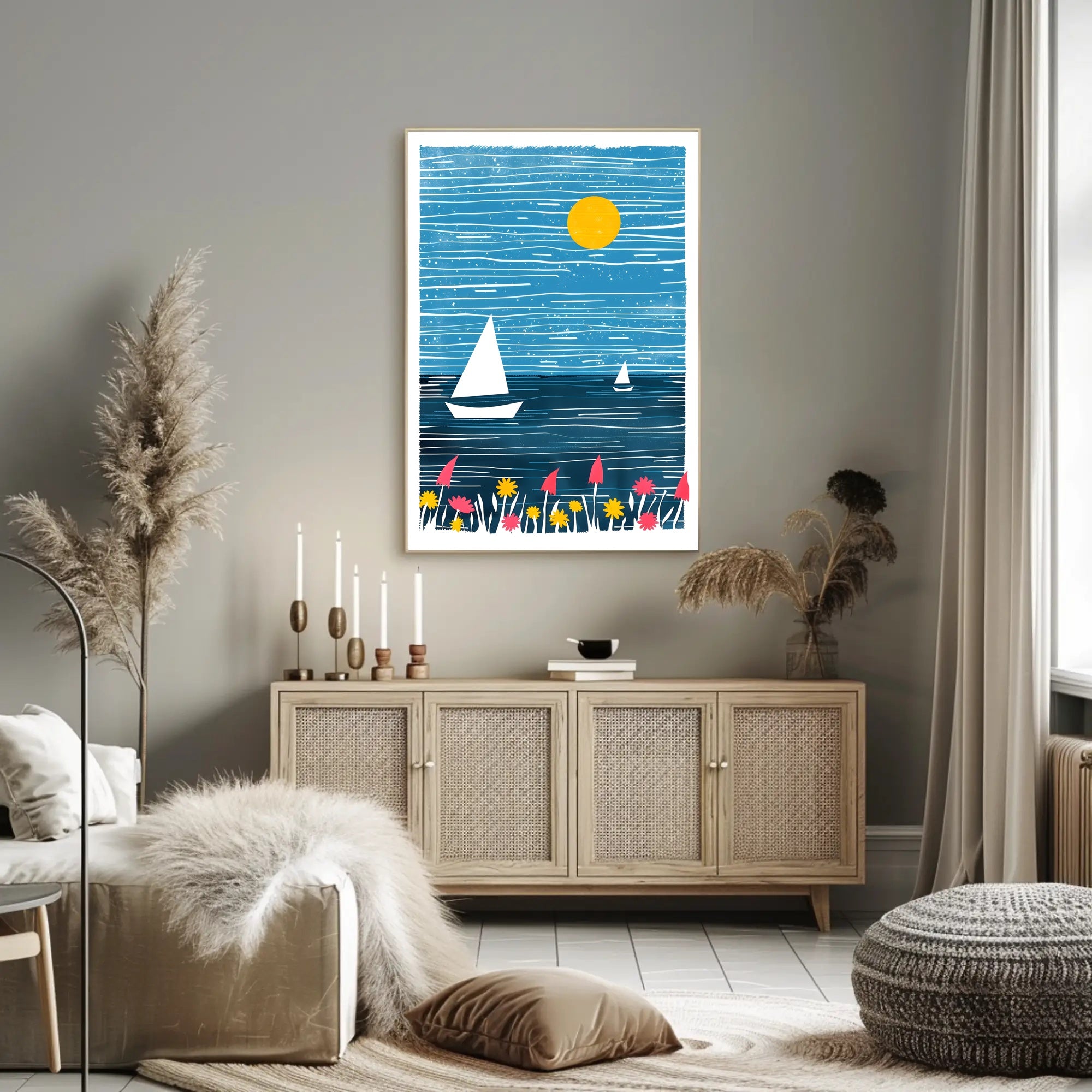 Seascape Poster Modern Coastal Wall Art Print