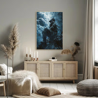 Haunting Horror Poster: Skeletal Figure with Red Eyes PosterGoat