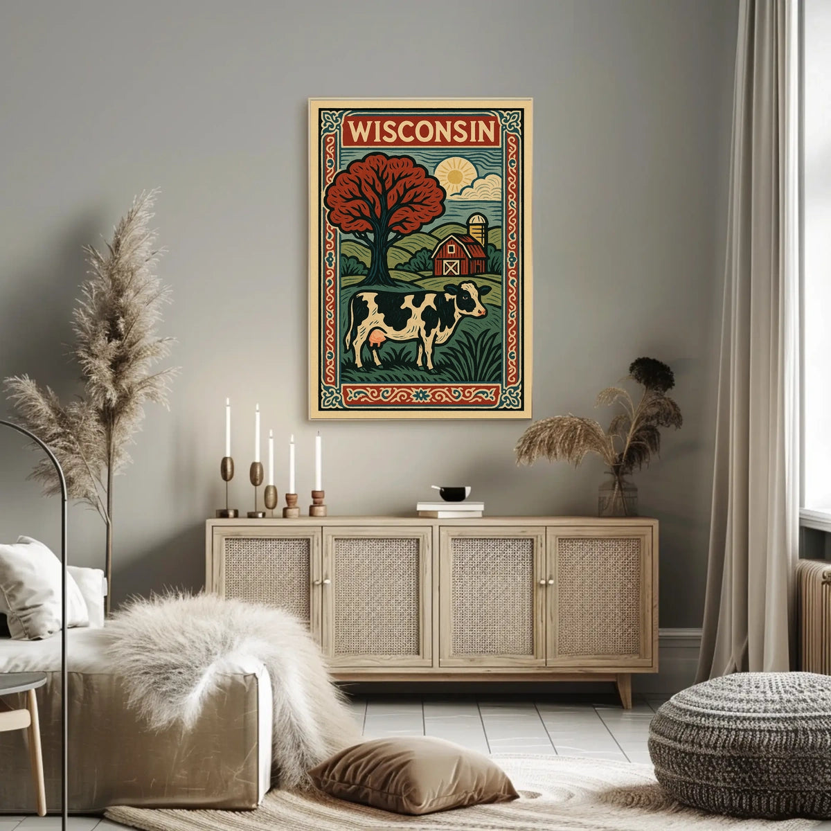 Wisconsin Countryside Vintage Rustic Cozy Poster