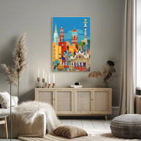 Barcelona's Vibrant Architecture Cityscape Artistic Poster
