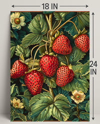 Vintage Strawberry Botanical Art Illustration Poster