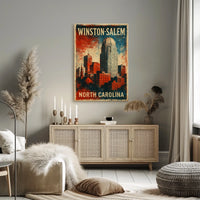 Winston Salem Skyline Nostalgic Americana Poster