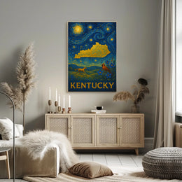 Kentucky Horse and Starry Night Artistic Poster
