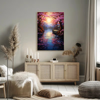 Tranquil Cherry Blossom Landscape Poster